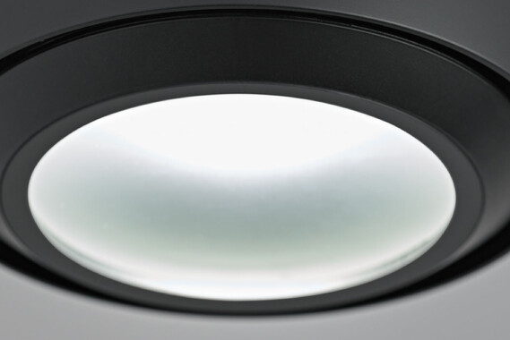 Recessed ceiling spotlight Occhio Più R piano black with black cone glass